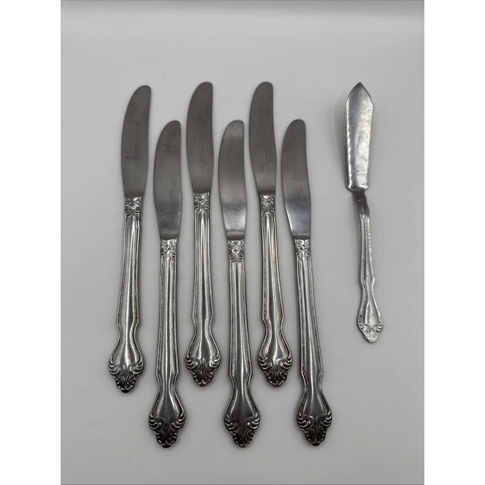 Lot of 6 SaladMaster Dinner Butter Knives & 1 SaladMaster Spreader Knife